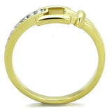 TK2164 - Two-Tone IP Gold (Ion Plating) Stainless Steel Ring with Top Grade Crystal in Clear - Alamode - Flyclothing LLC