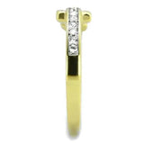 TK2164 - Two-Tone IP Gold (Ion Plating) Stainless Steel Ring with Top Grade Crystal in Clear - Alamode - Flyclothing LLC