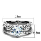 TK2165 - High polished (no plating) Stainless Steel Ring with AAA Grade CZ  in Clear - Alamode