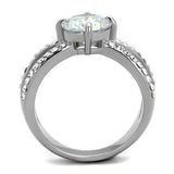 TK2165 - High polished (no plating) Stainless Steel Ring with AAA Grade CZ in Clear - Alamode - Flyclothing LLC
