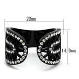 TK2166 - IP Black(Ion Plating) Stainless Steel Ring with Top Grade Crystal  in Black Diamond - Alamode