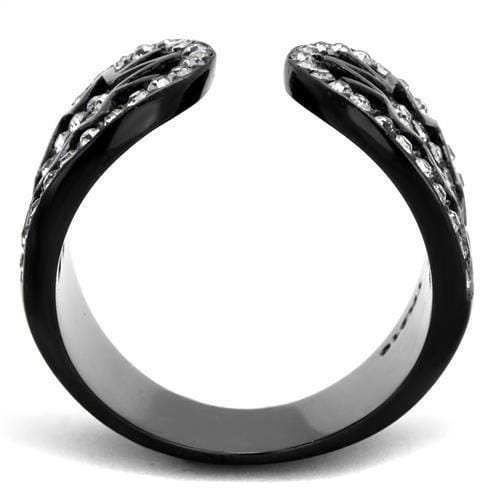 TK2166 - IP Black(Ion Plating) Stainless Steel Ring with Top Grade Crystal in Black Diamond - Alamode - Flyclothing LLC