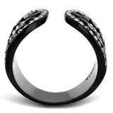TK2166 - IP Black(Ion Plating) Stainless Steel Ring with Top Grade Crystal  in Black Diamond - Alamode