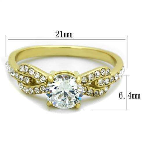 TK2168 - IP Gold(Ion Plating) Stainless Steel Ring with AAA Grade CZ in Clear - Alamode - Flyclothing LLC