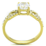 TK2168 - IP Gold(Ion Plating) Stainless Steel Ring with AAA Grade CZ  in Clear - Alamode