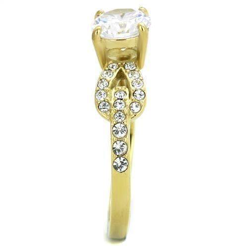 TK2168 - IP Gold(Ion Plating) Stainless Steel Ring with AAA Grade CZ in Clear - Alamode - Flyclothing LLC