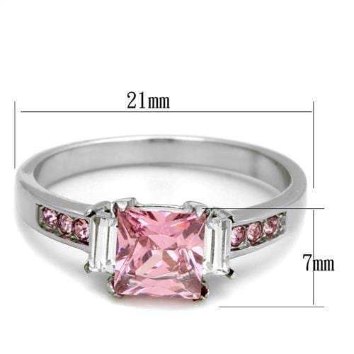 TK2169 - High polished (no plating) Stainless Steel Ring with AAA Grade CZ in Rose - Alamode - Flyclothing LLC