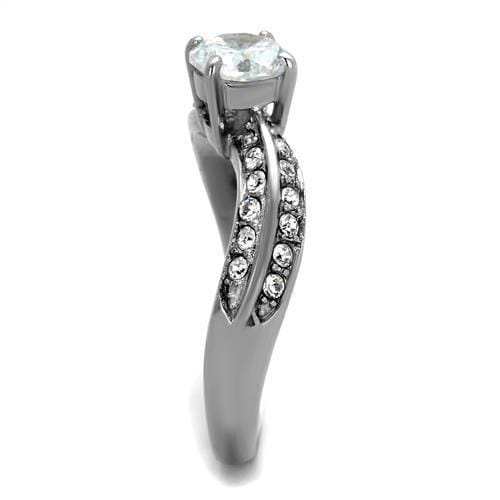 TK2171 - High polished (no plating) Stainless Steel Ring with AAA Grade CZ in Clear - Alamode - Flyclothing LLC