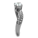 TK2171 - High polished (no plating) Stainless Steel Ring with AAA Grade CZ  in Clear - Alamode