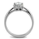 TK2172 - High polished (no plating) Stainless Steel Ring with AAA Grade CZ  in Clear - Alamode