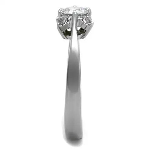TK2172 - High polished (no plating) Stainless Steel Ring with AAA Grade CZ in Clear - Alamode - Flyclothing LLC