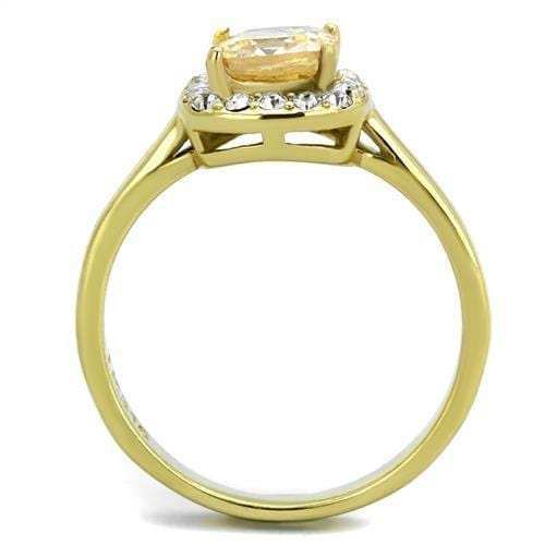 TK2173 - IP Gold(Ion Plating) Stainless Steel Ring with AAA Grade CZ in Champagne - Alamode - Flyclothing LLC