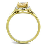 TK2173 - IP Gold(Ion Plating) Stainless Steel Ring with AAA Grade CZ  in Champagne - Alamode
