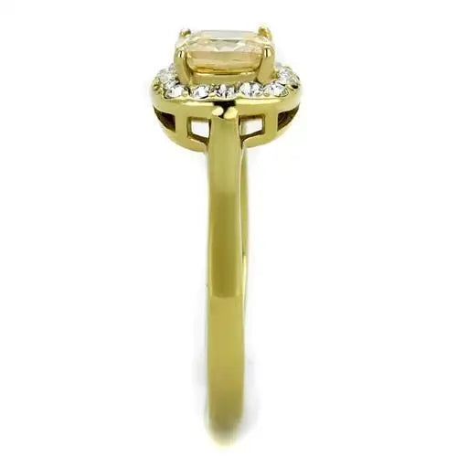 TK2173 - IP Gold(Ion Plating) Stainless Steel Ring with AAA Grade CZ in Champagne - Alamode - Flyclothing LLC
