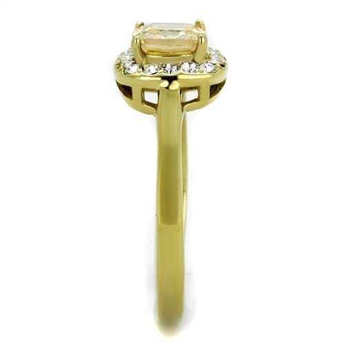 TK2173 - IP Gold(Ion Plating) Stainless Steel Ring with AAA Grade CZ in Champagne - Alamode - Flyclothing LLC