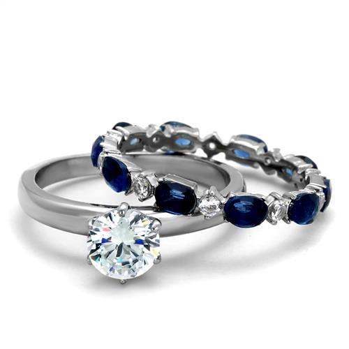 TK2175 - High polished (no plating) Stainless Steel Ring with AAA Grade CZ in Clear - Alamode - Flyclothing LLC