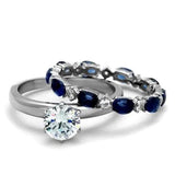 TK2175 - High polished (no plating) Stainless Steel Ring with AAA Grade CZ  in Clear - Alamode