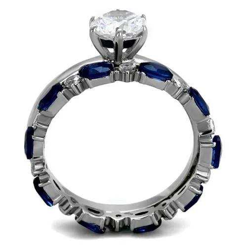 TK2175 - High polished (no plating) Stainless Steel Ring with AAA Grade CZ in Clear - Alamode - Flyclothing LLC