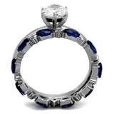 TK2175 - High polished (no plating) Stainless Steel Ring with AAA Grade CZ  in Clear - Alamode