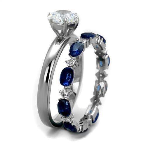 TK2175 - High polished (no plating) Stainless Steel Ring with AAA Grade CZ in Clear - Alamode - Flyclothing LLC