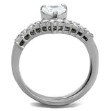 TK2178 - High polished (no plating) Stainless Steel Ring with AAA Grade CZ  in Clear - Alamode