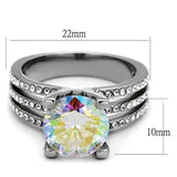 TK2179 - High polished (no plating) Stainless Steel Ring with AAA Grade CZ  in White AB - Alamode