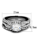 TK2180 - High polished (no plating) Stainless Steel Ring with AAA Grade CZ  in Clear - Alamode