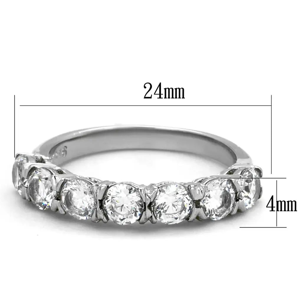 TK2182 - High polished (no plating) Stainless Steel Ring with AAA Grade CZ in Clear - Alamode - Flyclothing LLC
