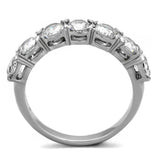 TK2182 - High polished (no plating) Stainless Steel Ring with AAA Grade CZ  in Clear - Alamode