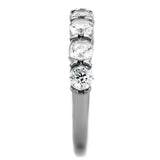 TK2182 - High polished (no plating) Stainless Steel Ring with AAA Grade CZ  in Clear - Alamode