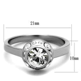 TK2183 - High polished (no plating) Stainless Steel Ring with Top Grade Crystal in Clear - Alamode - Flyclothing LLC
