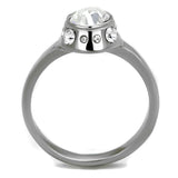 TK2183 - High polished (no plating) Stainless Steel Ring with Top Grade Crystal  in Clear - Alamode