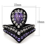 TK2186 - IP Black(Ion Plating) Stainless Steel Ring with AAA Grade CZ  in Amethyst - Alamode