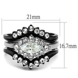 TK2188 - Two-Tone IP Black Stainless Steel Ring with AAA Grade CZ  in Clear - Alamode