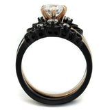 TK2189 - IP Rose Gold+ IP Black (Ion Plating) Stainless Steel Ring with AAA Grade CZ in Clear - Alamode - Flyclothing LLC