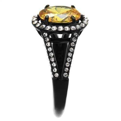 TK2193 - IP Black(Ion Plating) Stainless Steel Ring with AAA Grade CZ in Topaz - Alamode - Flyclothing LLC
