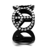 TK2194 - IP Black(Ion Plating) Stainless Steel Ring with Top Grade Crystal  in Clear - Alamode