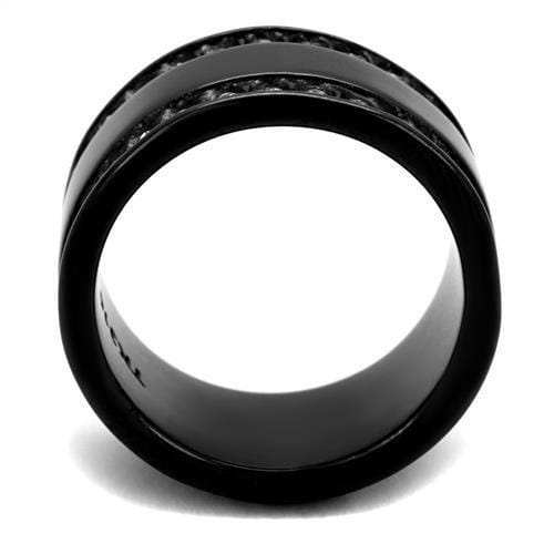TK2195 - IP Black(Ion Plating) Stainless Steel Ring with Top Grade Crystal in Clear - Alamode - Flyclothing LLC