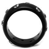 TK2196 - IP Black(Ion Plating) Stainless Steel Ring with AAA Grade CZ  in Clear - Alamode