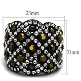 TK2197 - IP Black(Ion Plating) Stainless Steel Ring with Top Grade Crystal  in Metallic Light Gold - Alamode