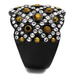 TK2197 - IP Black(Ion Plating) Stainless Steel Ring with Top Grade Crystal in Metallic Light Gold - Alamode - Flyclothing LLC