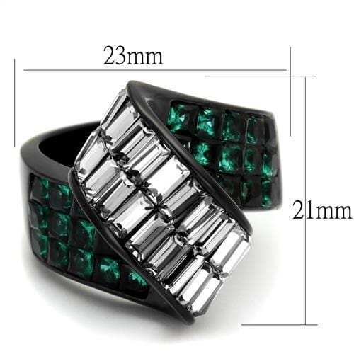 TK2199 - IP Black(Ion Plating) Stainless Steel Ring with Synthetic Synthetic Glass in Blue Zircon - Alamode - Flyclothing LLC