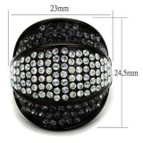 TK2200 - IP Black(Ion Plating) Stainless Steel Ring with Top Grade Crystal in Multi Color - Alamode - Flyclothing LLC