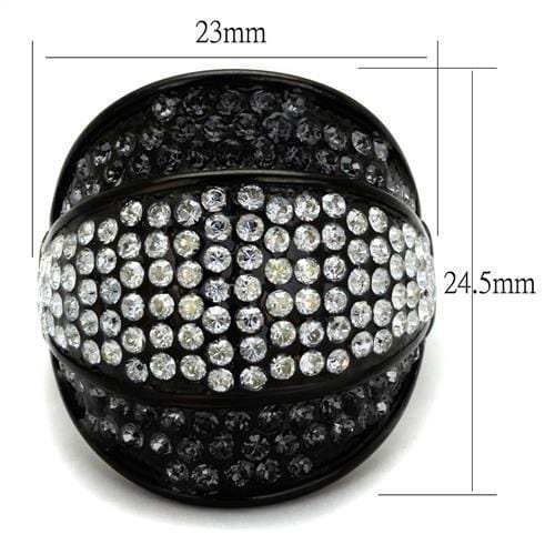 TK2200 - IP Black(Ion Plating) Stainless Steel Ring with Top Grade Crystal in Multi Color - Alamode - Flyclothing LLC