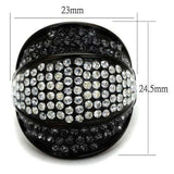 TK2200 - IP Black(Ion Plating) Stainless Steel Ring with Top Grade Crystal in Multi Color - Alamode - Flyclothing LLC