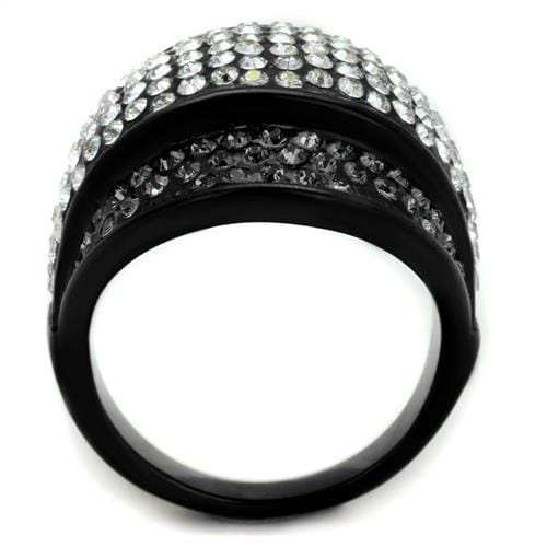 TK2200 - IP Black(Ion Plating) Stainless Steel Ring with Top Grade Crystal in Multi Color - Alamode - Flyclothing LLC