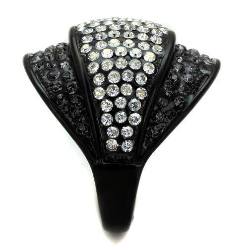 TK2200 - IP Black(Ion Plating) Stainless Steel Ring with Top Grade Crystal in Multi Color - Alamode - Flyclothing LLC