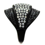 TK2200 - IP Black(Ion Plating) Stainless Steel Ring with Top Grade Crystal in Multi Color - Alamode - Flyclothing LLC