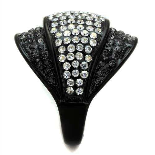 TK2200 - IP Black(Ion Plating) Stainless Steel Ring with Top Grade Crystal in Multi Color - Alamode - Flyclothing LLC