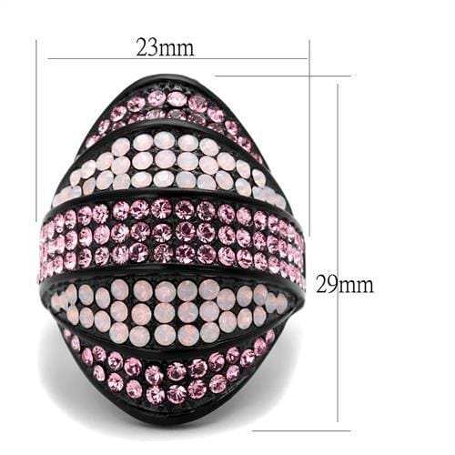 TK2201 - IP Black(Ion Plating) Stainless Steel Ring with Top Grade Crystal in Multi Color - Alamode - Flyclothing LLC